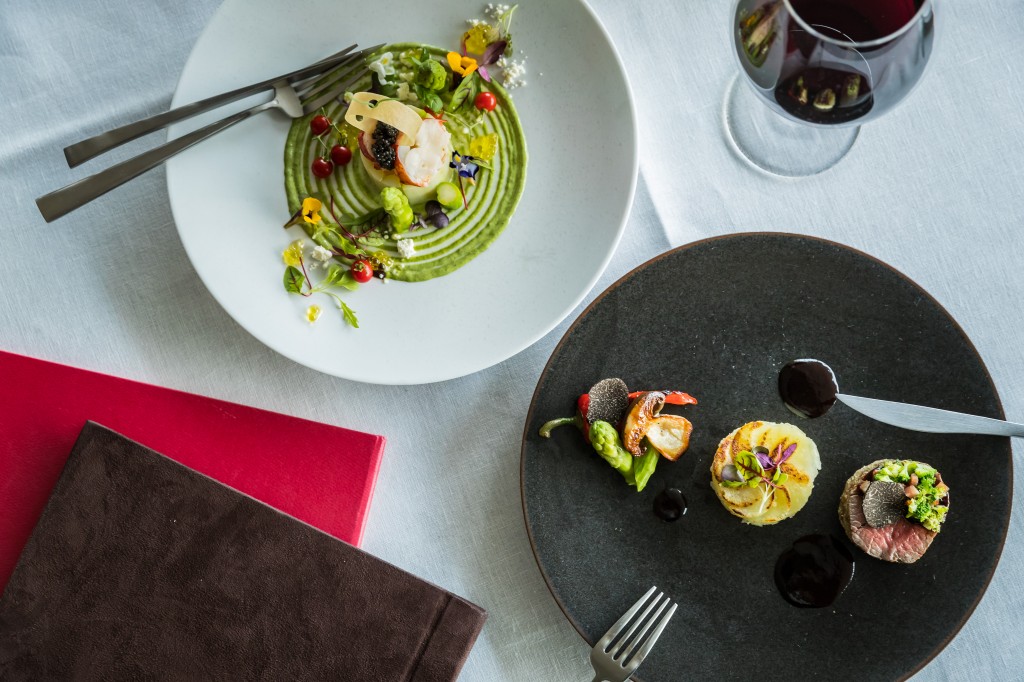 Kyoto-French dishes arranged on two plates