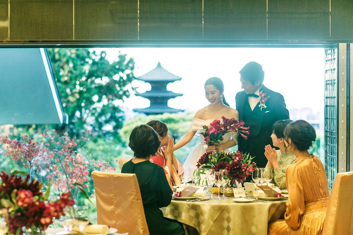 A wedding reception overlooking the Yasaka Pagoda